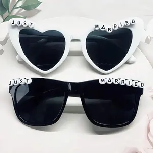 Just Married Heart-Shaped Wedding Party Glasses, Perfect for Bachelorette Parties, Bride, Groom, Bridal Shower Decorations, Gift Ideas