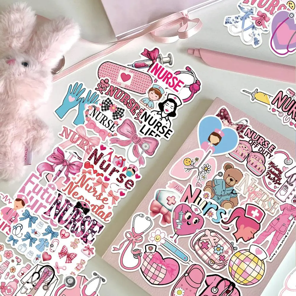 Nurse Series Sticker, 50pcs/set Cute Nurse Themed Sticker, Decorative Sticker for Scrapbook, Journal, Notebook, Water Bottle, Car, Funny Stickers, Sticker For Cars, Includes Sticker