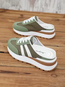 New Summer Autumn Women's Casual Outdoor Shoes, Thick Sole Comfortable Mesh Breathable, Height Increase 6.5cm, Party Slip-On Sandals, Walking Shoes, Breathable Mesh Mules