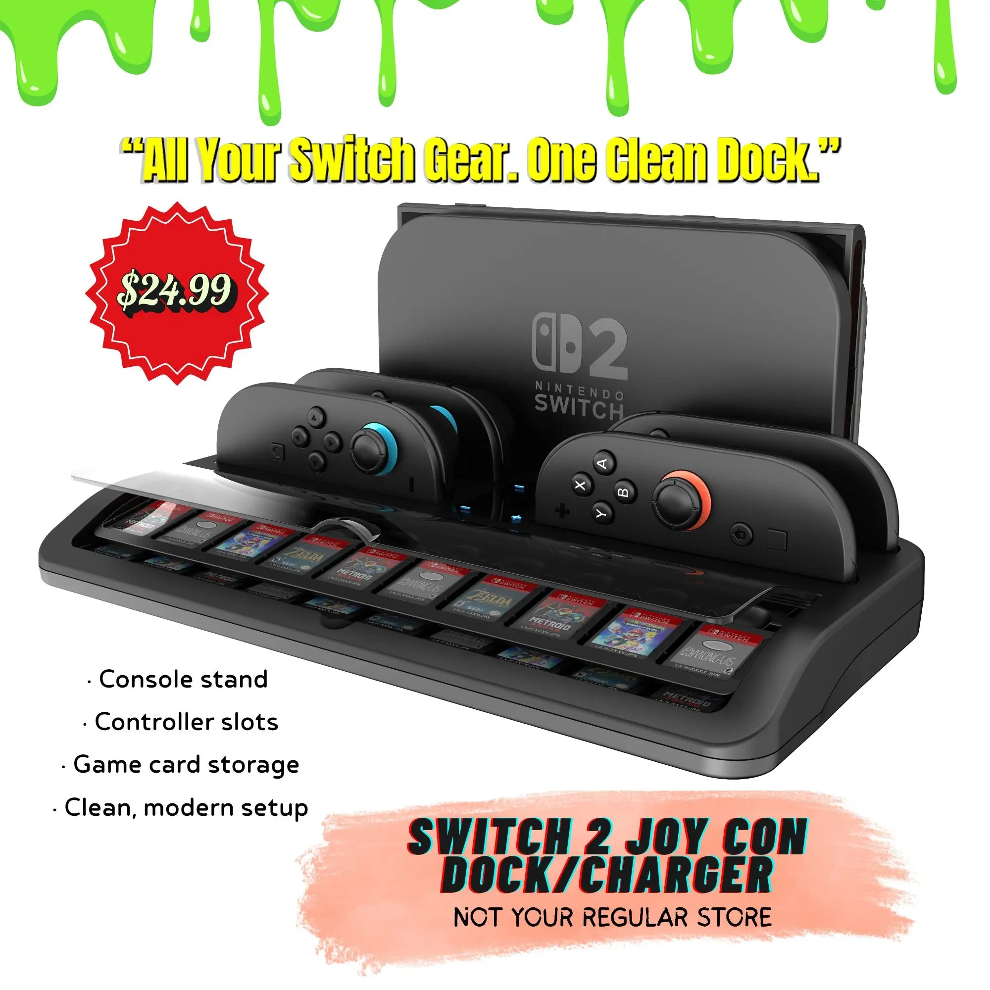 All-In-One Nintendo Switch 2 Console, Controller & Game Organizer Dock | Not Your Regular Store