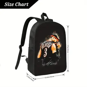 Customized  Boys Backpack for School Kids Girls GIfts Custom Men's Vintage 80s 90s Hip-Hop Backpack - Retro Basketball Jersey Design Backpack with Vernon # 3, Lightweight High Quality Polyester Bag for Sports, Office, Travel
