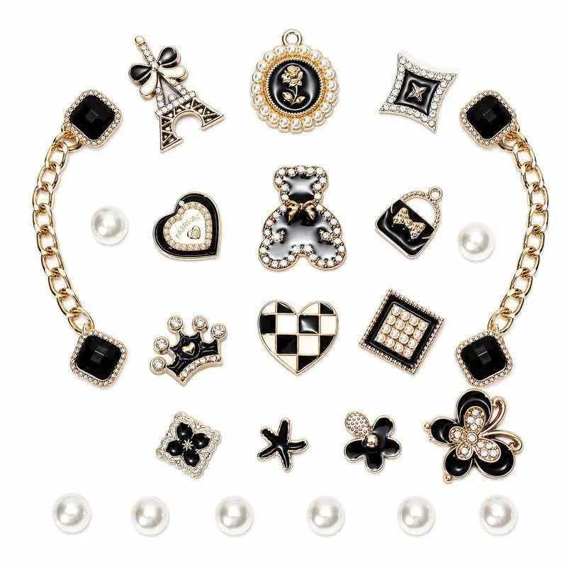 Sparkling Shoe Charms for Women with Bling Rhinestones, Pearl Flower Shoe Chains, Cute DIY Shoe Decoration Accessories for Clogs & Sandals, Girly Fashion Decor for Everyday Wear, Party & Birthday Gifts