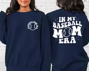 In My Baseball Mom Era Sweatshirt, Baseball Mama Crewneck, Sports Mom Gifts, Game Day Hoodie, Baseball Mom Hoodie, T-shirt and sweater 2 sides Cotton