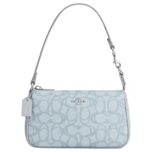 COACH Nolita 19 Metal Logo Coated Canvas Shoulder Bag for Women in Ice Blue