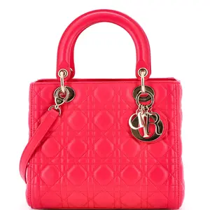Pre-owned Dior Leather Top Handle Bags Christian Lady Bag Cannage Quilt Lambskin Medium by Rebag
