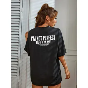 Womens Black Short Sleeve Graphic T Shirt Inspirational Quote Back Print Streetwear Casual Summer Top For Daily Wear Travel Gym And Weekend Outfits