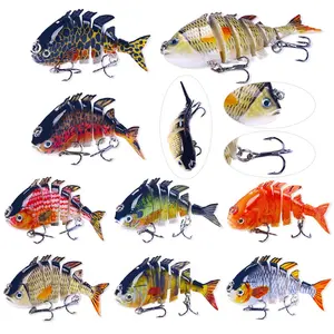 5Pcs Slow Sinking Multi-Segment Fishing Lures,Lifelike Hard Swim Baits with Strong Treble Hooks, Artificial Lure Kit for Bass, Trout, Walleye Fishing