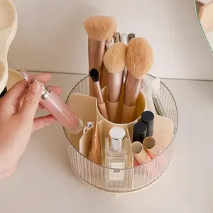 2026 New 1-Pc Rotating Desktop Makeup Brush Holder Organizer - Makeup Storage Rack with Boxes for Eyeshadow, Lipsticks, Brushes - Ideal for Bedroom, Desk, Bathroom