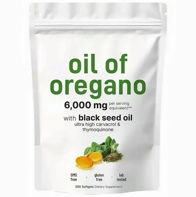 Oregano Oil with Black Seed Oil 6000mg AP Softgels for 150 Day Supply Dual Action Immune Support Non-GMO Gluten Free Healthcare Vitamin Dietary Edible Supplement Fitness