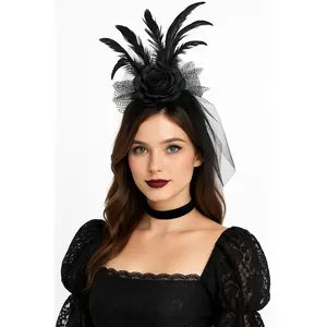 Deluxe Gothic Black Fascinator Headband