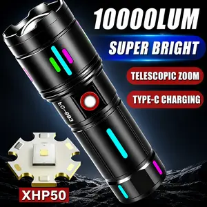 2026 NEW Aluminum Alloy Flashlight, High Lumen Rechargeable LED Flashlight Zoomable Long Range Waterproof, 5 Modes Digital Display Lithium Battery Torch for Outdoor Camping Hiking Emergency Survival