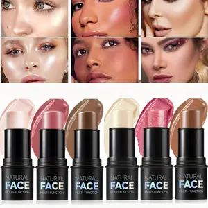 6Pcs Contour Stick,Highlighter Stick,Blush Stick 3Pcs Cream Contour Kit with Contour Brush, Create Face Contour, Non-greasy, Waterproof Long-lasting Effect,Highlighter Makeup Stick for Beginner Medium