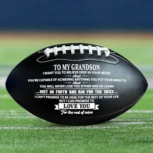 ''To Our Grandson'' Print American Footballs For Outdoor Training And Recreational Play With Official Standard Size, Birthday Gift For Son(With A Pump)