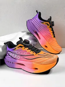 1 Pair 5-Color Sports Running Shoes, Road Running Shoes (30-44 Sizing) - High-Elastic Flyknit Upper + Convenient Knob Lacing + Supercritical Foam Carbon Plate Sole, For Professional Sports & Daily Outfits, Soft & Comfortable