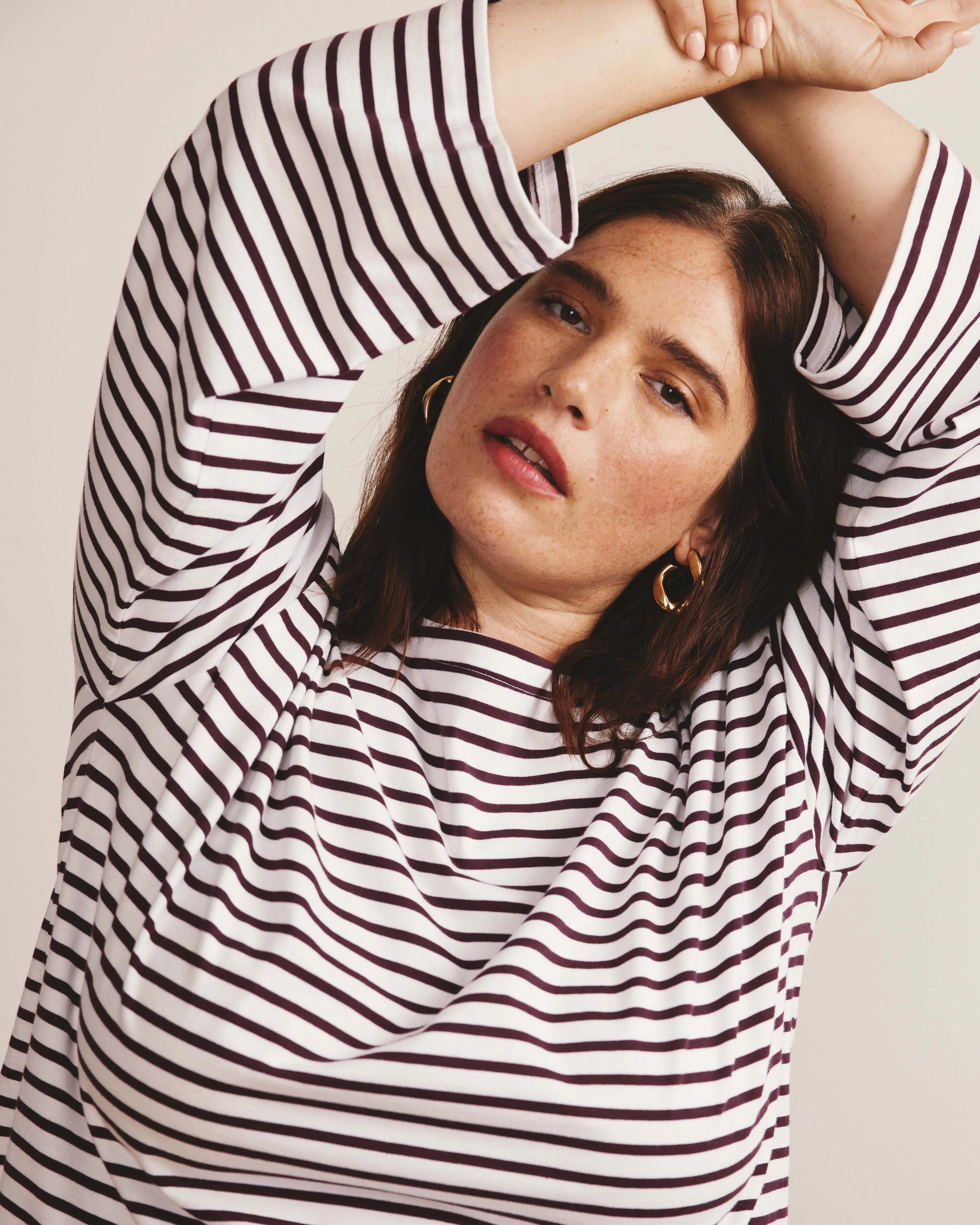 Women's Montauk Breton Striped Top with Bell Sleeves in Soft 100% Cotton Jersey, White-Gamay Stripe Everyday Essential, Flat, Casual, Compact-Knit Jersey, Bell Sleeve, T-Shirt, Classic, Breton Stripes