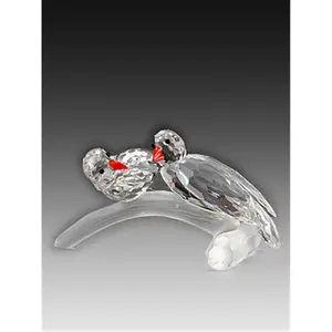 Asfour Crystal 610-35 Non-Natural Crystal Decor Ornaments, 2.04 in L x 3.38 in H Birds on Branch Figurine for Wedding Decorative Accents