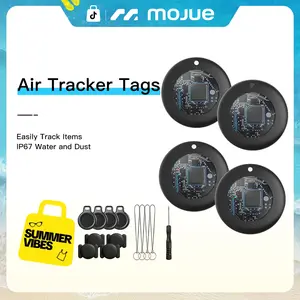 Air Tracker Tags-4 Pack: Smart Bluetooth Tracker,  Tag Locator for Cars, Pets, Keys, Luggage, Satchel, Weatherproof Case, Anti-Lost Device, Works with Apple Find My (iOS Only), No Monthly Fees, IP67 Waterproof, Replaceable Battery Remote