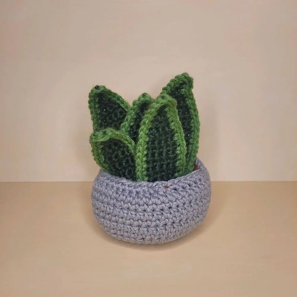 Handcrafted Crochet Succulent in Gray Bowl - Unique Home Decor for Living Room or Office