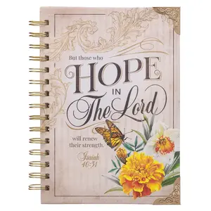 Christian Art Gifts Journal W/Scripture for Women Hope in the Lord Isaiah 40:31 Butterfly Deep Ocean Blue 192 Ruled Pages, Large Hardcover Notebook, Wire Bound Christian Art Gifts