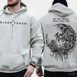 Sleep Token Hoodie "My My Those Eyes Like Fire" – Aesthetic Floral  Hoodie, Streetwear Style for Music Lovers cape let bee polo bundle eugene outfit emo clothes unknown affliction hoodie deku  outfits good graphic tees quarter zip