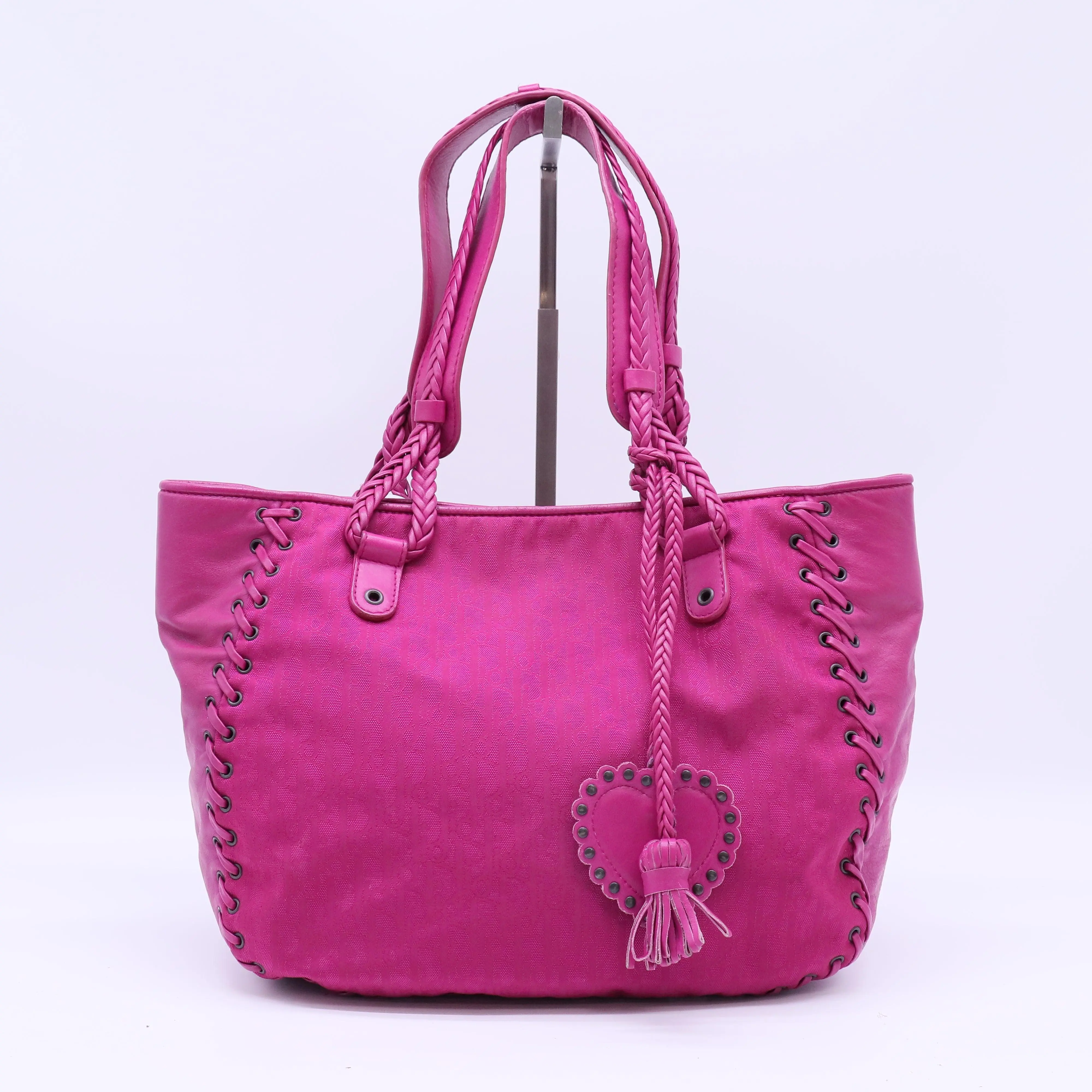 Pre-owned Dior Leather Tote Bags Christian Diorissimo Lovely Heart Tote Bag B20790