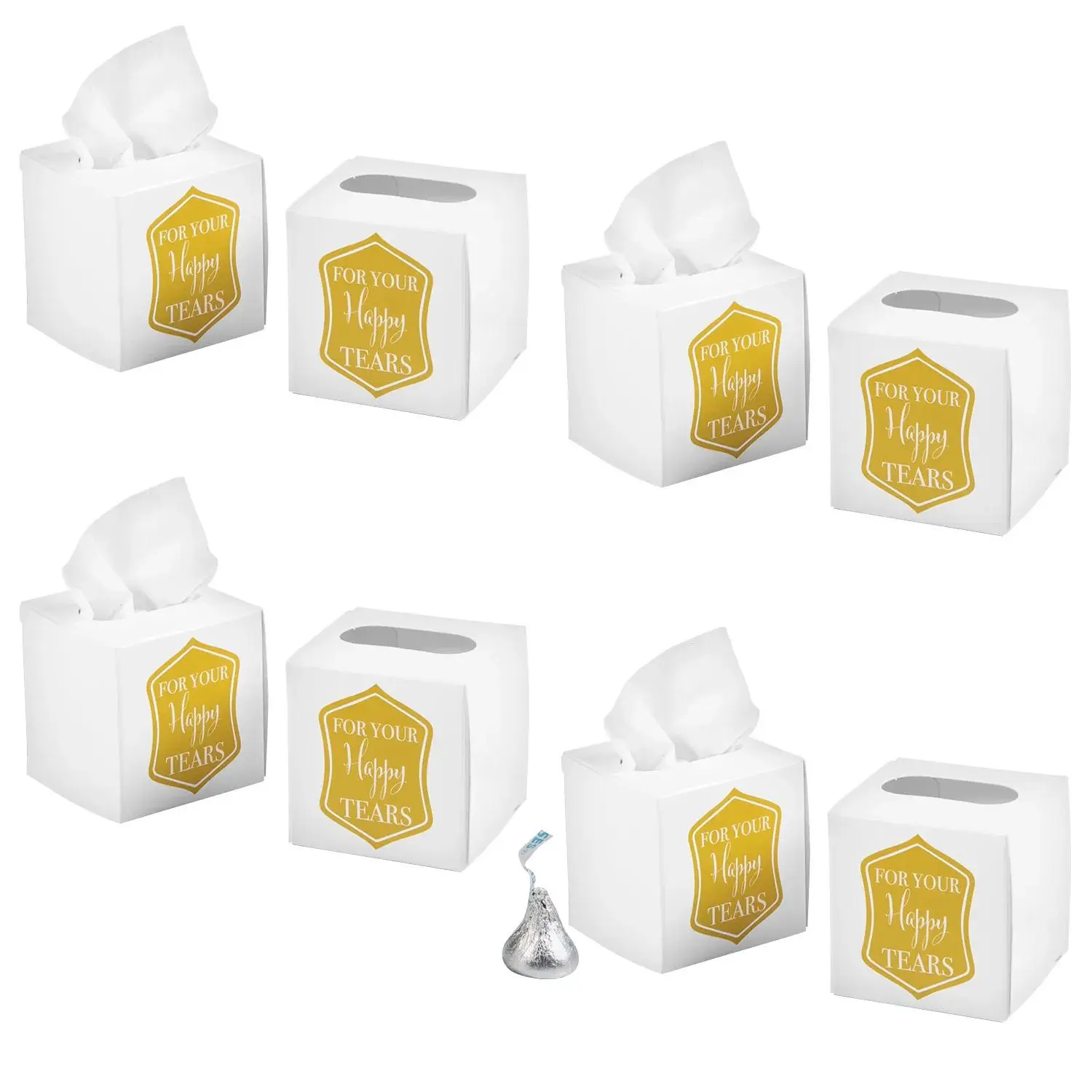 Oriental Trading 48-Piece Small Size Cube-Shape 2x2x2 in Wedding Mini Cardstock Boxes with Simple Look Text Print Inserts for Happy Tears Tissues (Kitchenware Accessory)