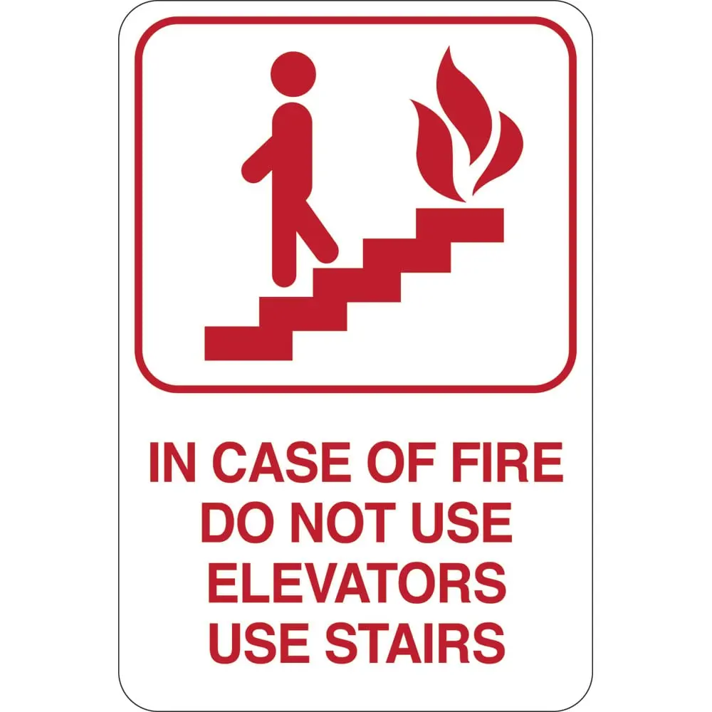 212 MAIN 9"x6" Fire Safety Sign Plaque - Stair Warning Marker for Office/Home Fire Evacuation, Home Supplies, High-Quality Material, Indoor Use