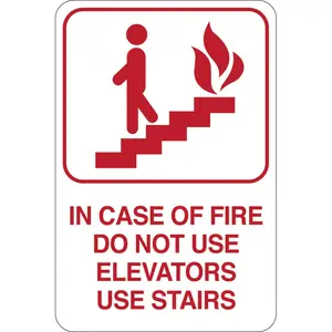 United Visual Products  9 x 6 in. In Case of Fire-Stairs-Facility Sign