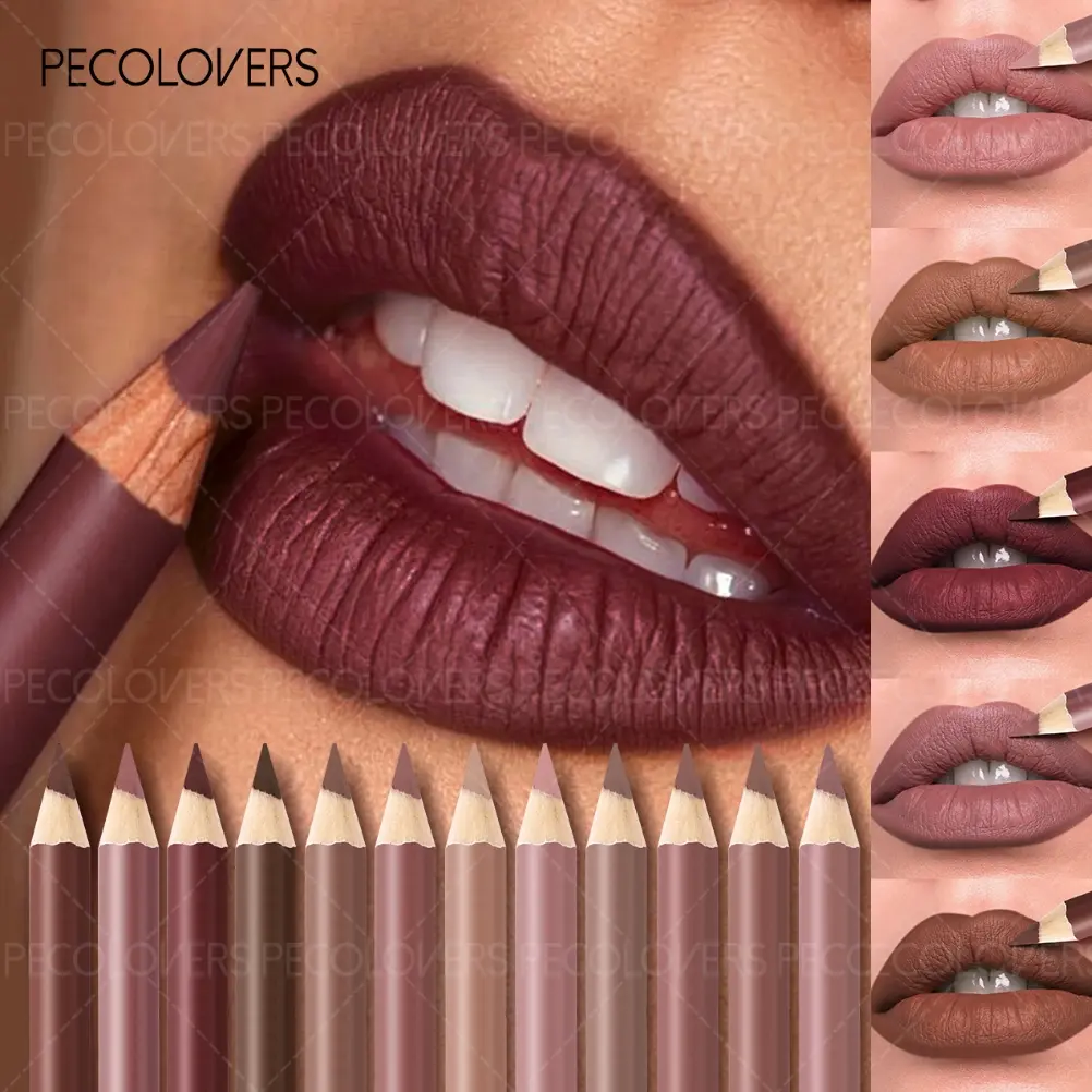 12pcs/set Matte Lip Liner - Pencil, Nude Pink/brown/red, Beginner Friendly, Christmas Gift, Charming  Lip Makeup for Everyday & Formal Events