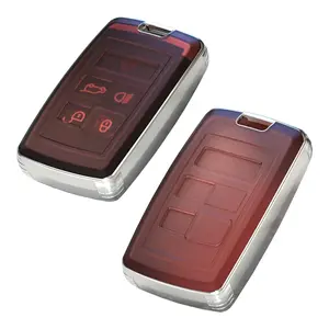 TANGSEN Smart Key Fob Case Cover  with Land Rover Range Rover Sport Evoque Vogue Velar Discovery 5 Button Keyless Entry Remote TPU Transparency Frosted Key Shell