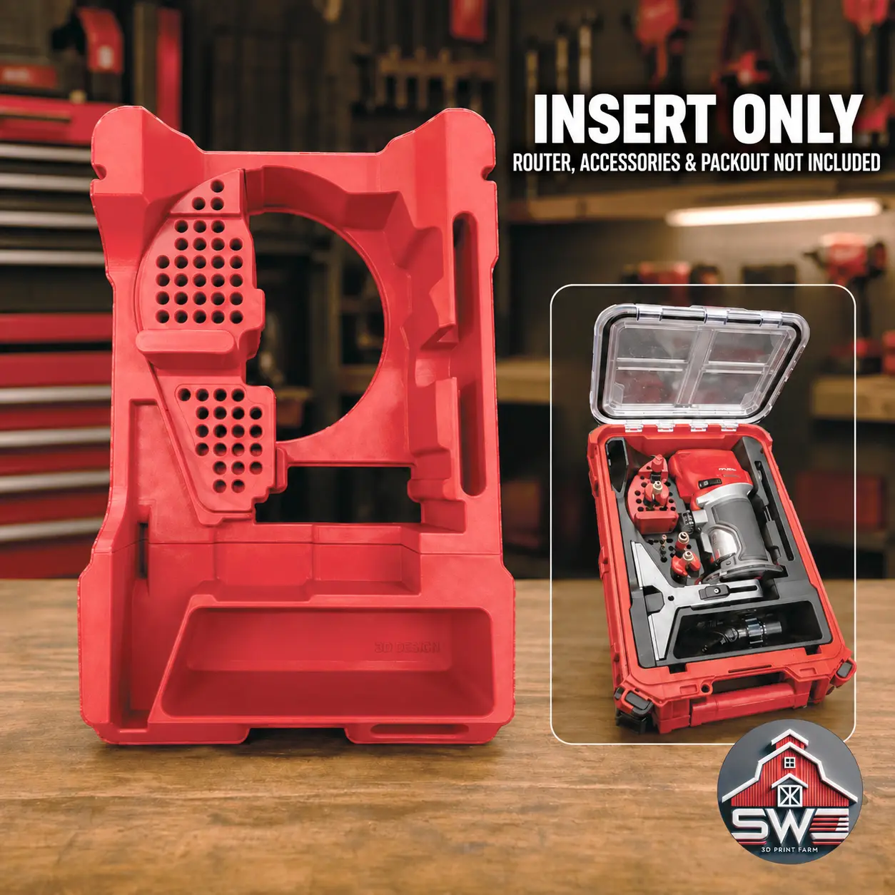 M18 FUEL Compact Router 2723-20 Organizer Insert for Milwaukee Packout 48-22-8435 — INSERT ONLY