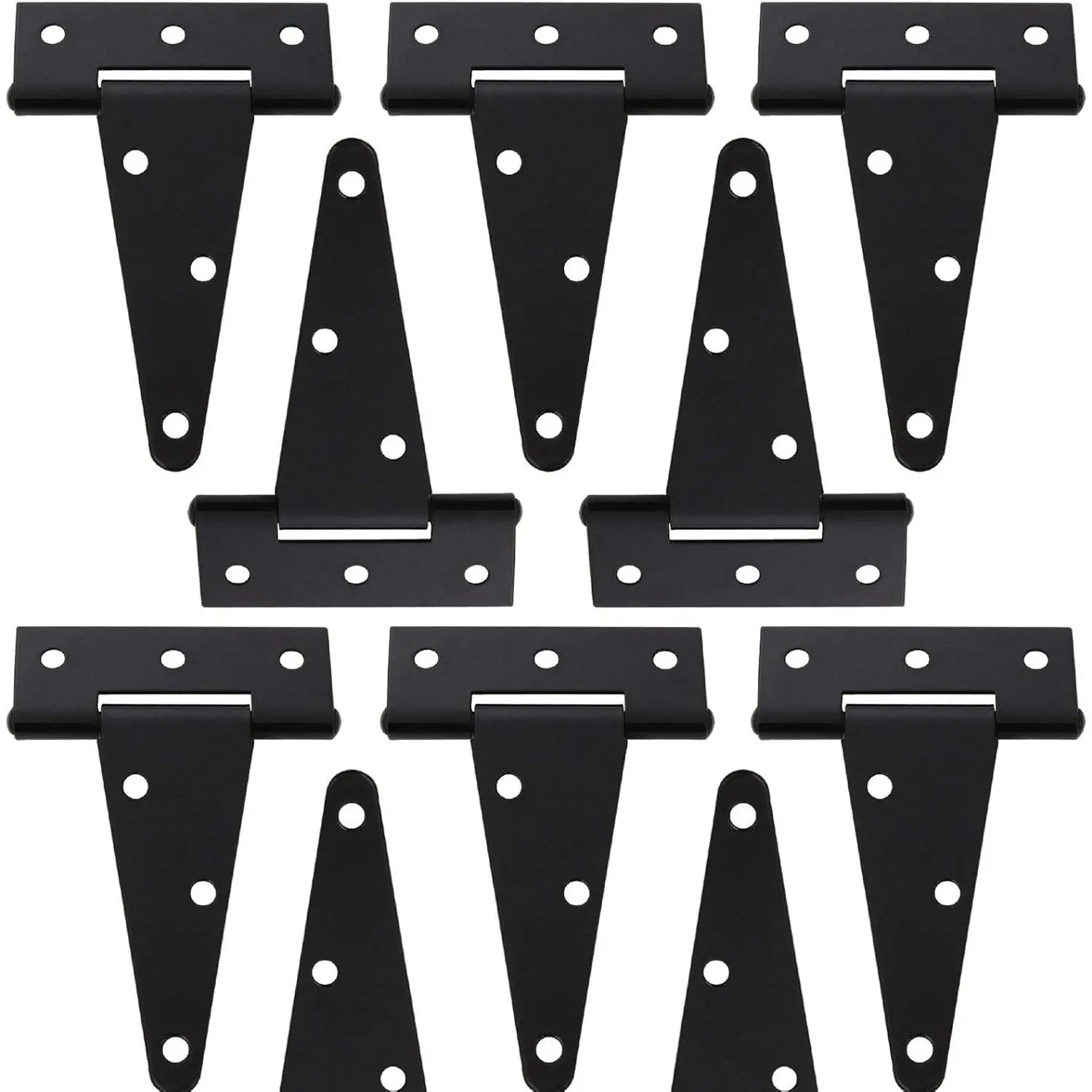 4 Inches Heavy Duty T-Strap Door Hinges Set of 10 - Rust Resistant Pre-Drilled Wrought Iron Hardware, Easy Installation, Durable - Black Finish Outdoor Garden Gates Fence Barn Wooden Gate Hinges