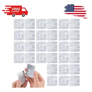 30-Piece Double-Sided Adhesive Wall Hooks - 15LB Max Heavy Duty