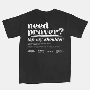 Need Prayer Tap My Shoulder Christian Faith T-Shirt | Religious Community Graphic Tee | Minimalist Prayer Quote Print Shirt | Faith Based Gift for Believers | Unisex Casual Streetwear Top