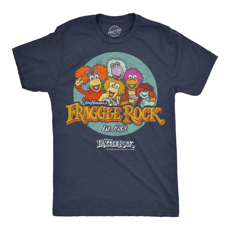 Mens Funny Fraggle Rock T-Shirts Jim Henson's Licensed Vintage Tees For Men Mens Funny T Shirts Cool Vintage Fashion T-Shirt Gift Classic Menswear Vintage Shirts for Men Funny Movie Short Sleeve Novelty Tees