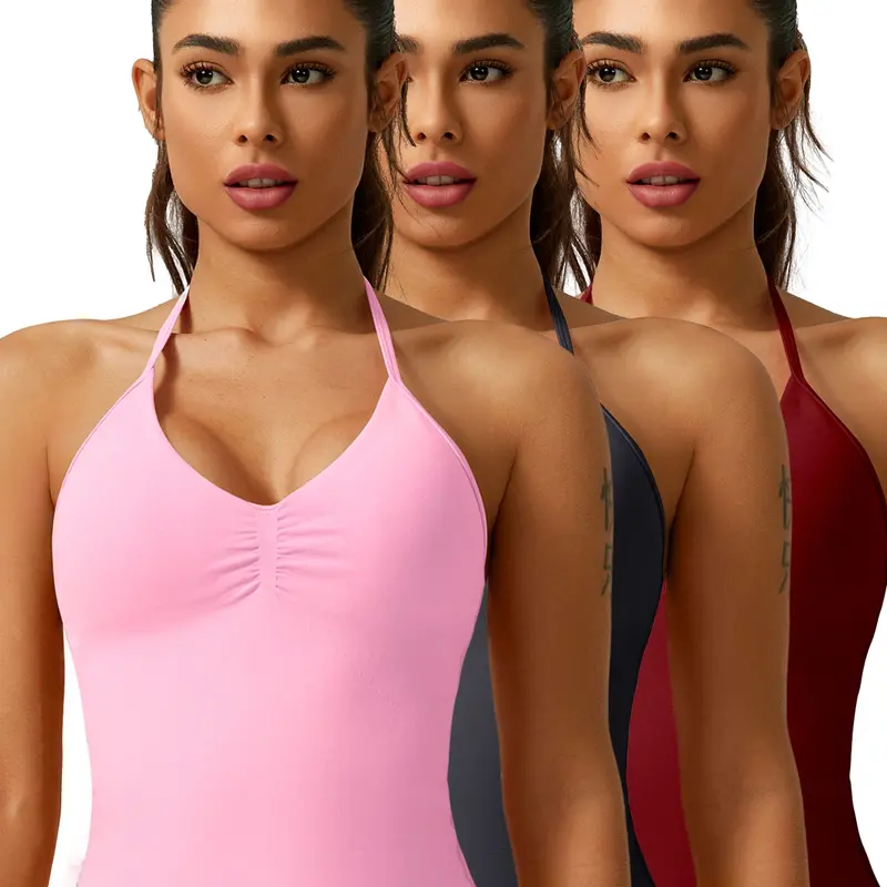 Women's Sporty Sleeveless Yoga Tank Top, Halter Backless Bralette, Fitness Outdoor Running Shirt, Plain Design, All Seasons Wear, Yoga Activewear, Workout Apparel, Sportswear Tank Top