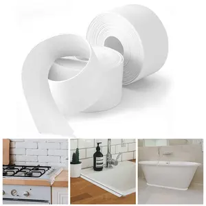 Bath & Kitchen Caulk Tape Sealant Strip, PVC Self-Adhesive Tub & Wall Sealing Tape, Shower Tile Sealer (2PC)