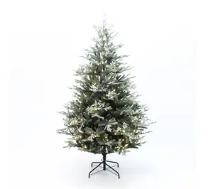LuxenHome 7Ft Pre-Lit Artificial Tree w/ Mistletoe Decorations