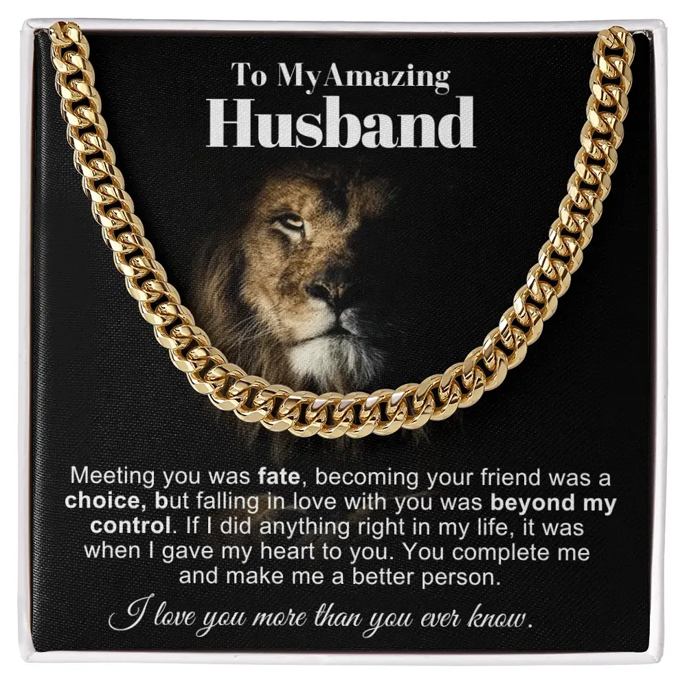 To My Husband Cuban Link Necklace Message anniversary birthday gift for him