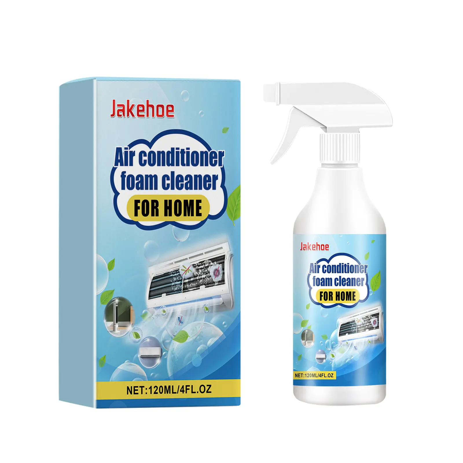 Household Foam Air Conditioner Cleaner Spray - Water-Based Non-Aerosol Foam Sprayer, Mentha Piperita Extract, Seasonal Appliance Care for Vents, Filters, Exterior Panels