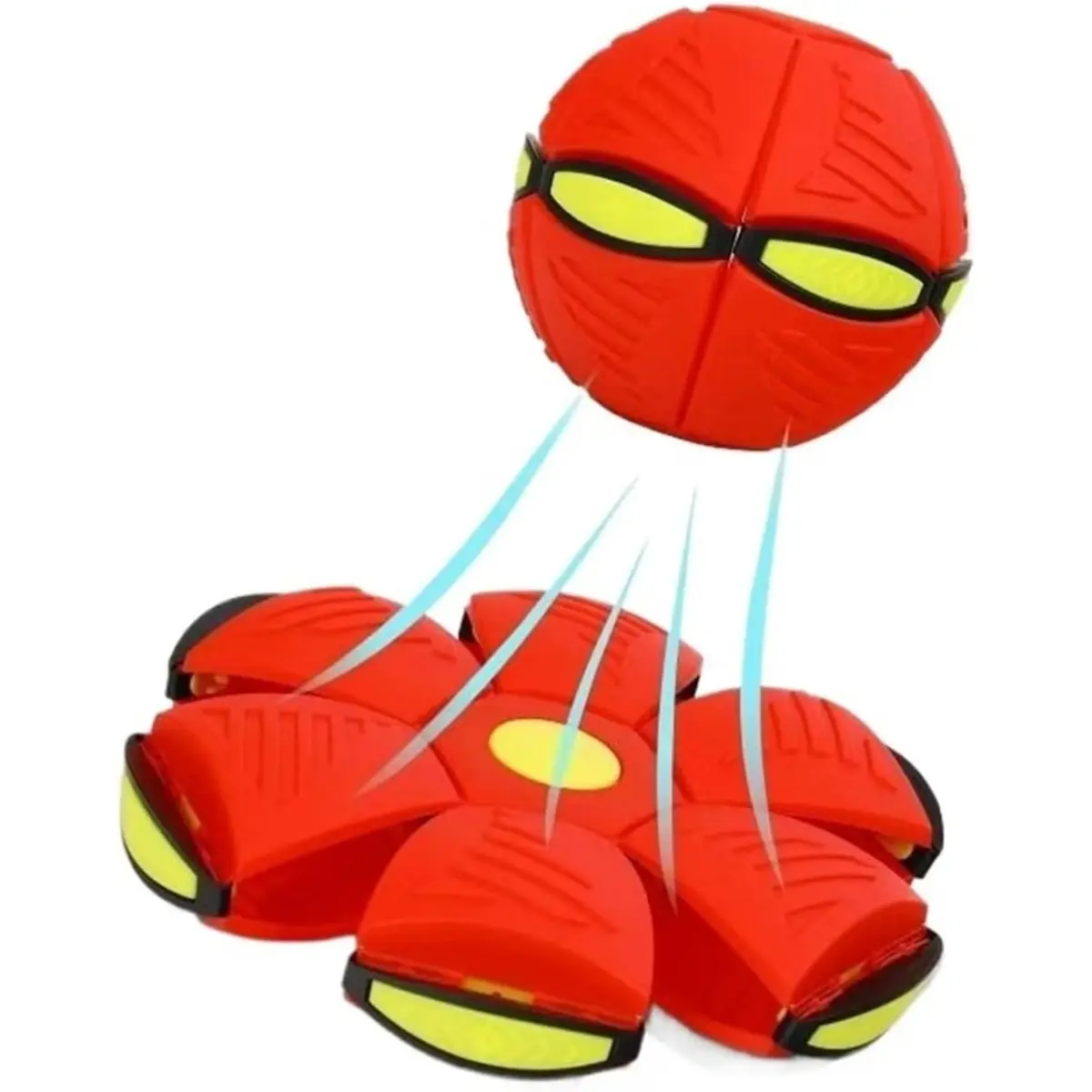 UFO Stomp Magic Ball, Portable Pet Toy Flying Saucer Balls, Creative Doggy Disc Ball, Decompression Flying Flat Throw Dog Balls Toy for Childrens Kids Sports, Outdoor Games(Red)