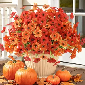 Outdoor Realistic Fall Chrysanthemum Bouquet, 12 Bundles Artificial Decorative Flowers, UV Resistant Silk-Like Decor for Garden Porch Patio, Fake Flowers Outdoor