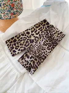 2pcs Leopard Print Sweatband Headbands, Elastic Adjustable Headband Fashion Vintage Straight Cloth Sports Yoga Hair Accessories