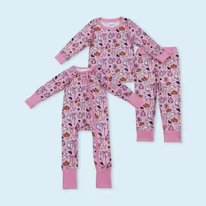 Halloween ghost pumpkins girls long sleeve pajamas kids sleepwear