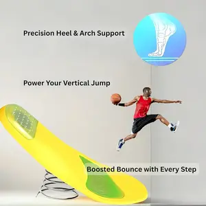 A Pair of PU Basketball Insoles with High Elasticity, Suitable for Running And Jumping.These Sports Insoles Provide Arch Support And Are Ideal for Basketball, Running, Prolonged Standing, And Hiking