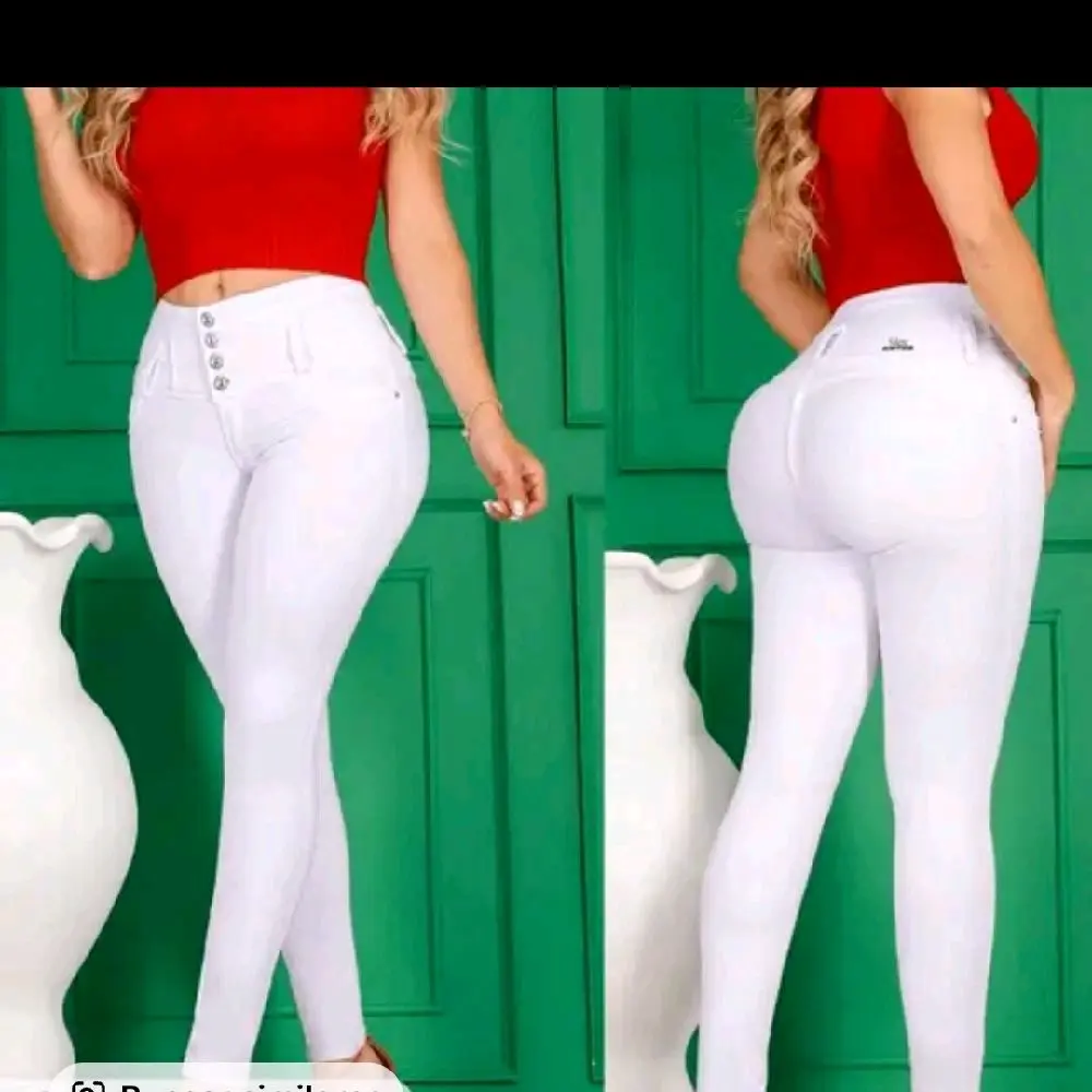 Original Colombian Jeans Women's Streetwear Basic Stretch Daily Push Up 100% Authentic Colombian Elegance Jean Casual Pants Power Strech Control Abdomen Blanco Skinny Minimalist Bottom Denim Trouser