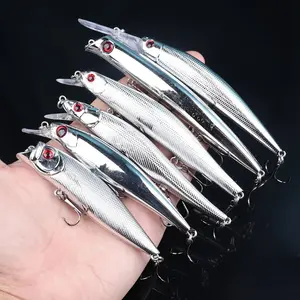 6pcs Silver Bionic Minnow Lure, Artificial Hard Bait with Treble Hook, Fishing Accessory for Hunting and Fishing