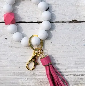 Pink & White Wristlet