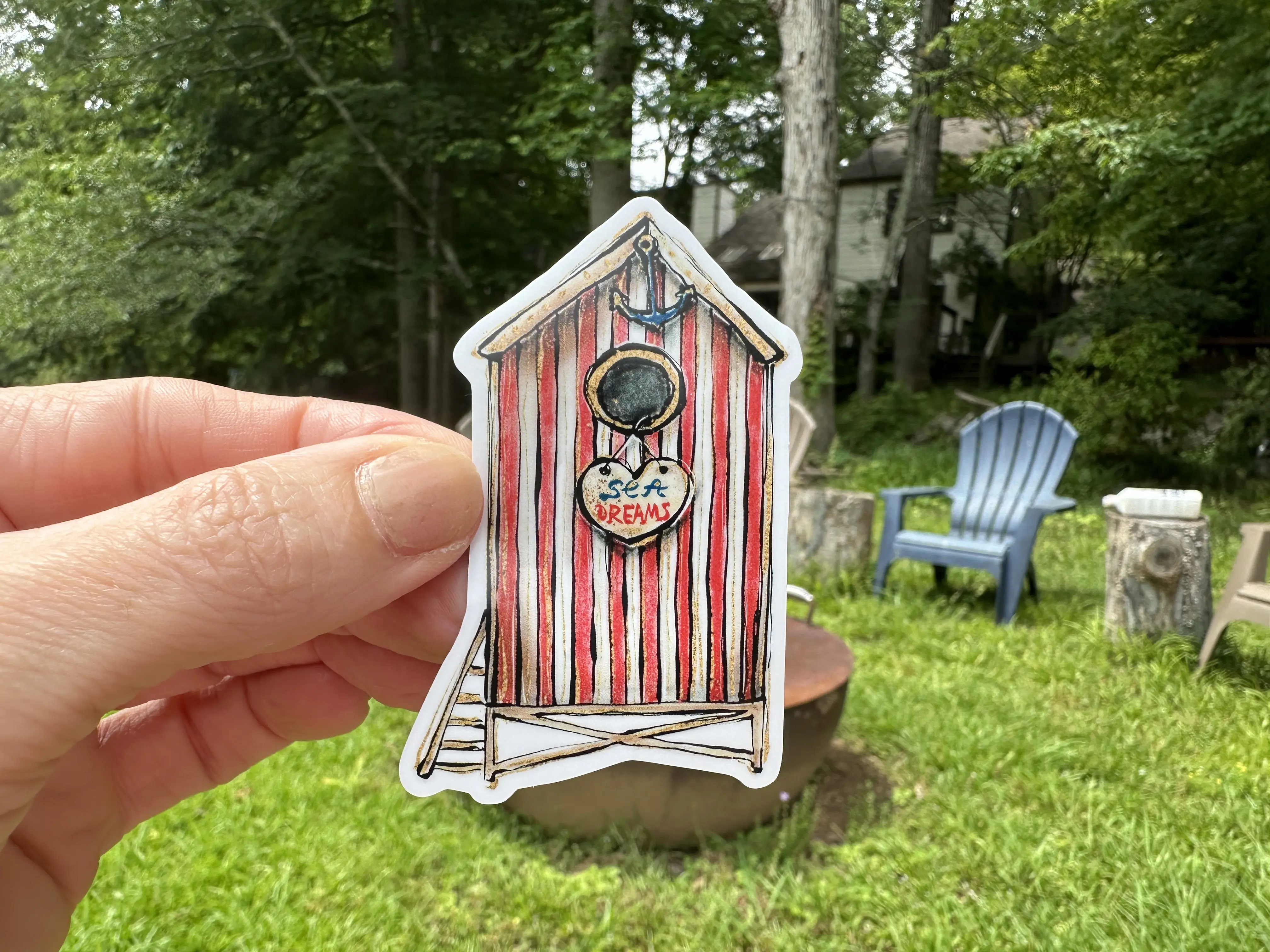My Vinyl Cut Sticker Nautical B Red Beach Cabana Waterproof Permanent Adhesive