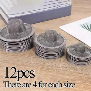 Set of 12 Bathroom Sink Strainer, Sink Drain Strainer, Stainless Steel Shower Drain Hair Catcher for Bathroom Sink, Utility, Slop, Laundry, RV and Lavatory, 4.5 Inch / 2.75 Inch / 2.09 Inch